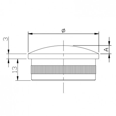 Bouchon massif et bombé diamètre 42,4 mm en inox 304 brossé à frapper Bouchon massif et bombé diamètre 42,4 mm en inox 304 brossé à frapper